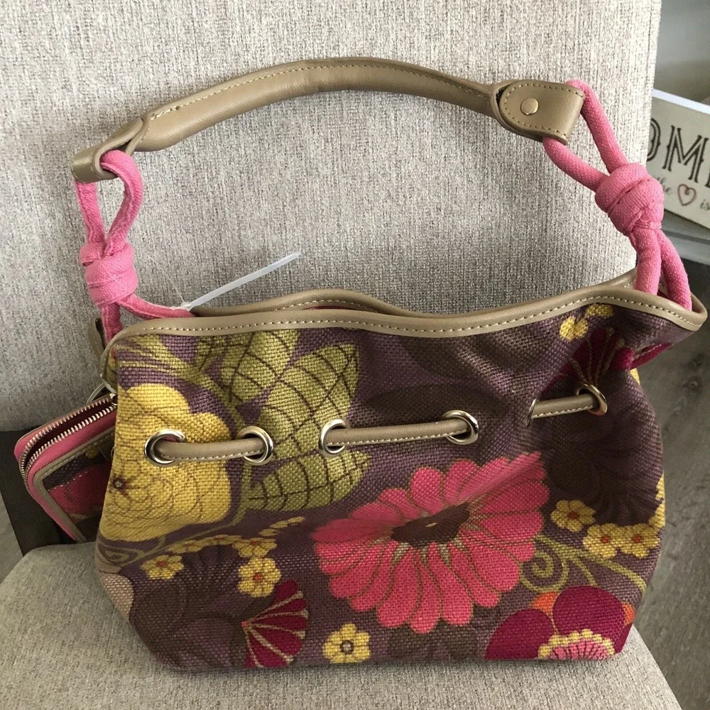 Spartina 449 daufuskie island Linen Leather Sarah Floral Bucket Handbag & Wallet
